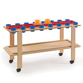 BANCO PORTA COLORI + 16 BICCHIERI CM.43X120X63H